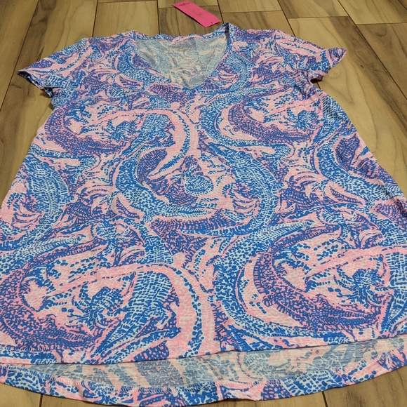 NWT! Lilly Pulitzer Etta Top Coastal Blue Maybe Gator Size XS - Picture 5 of 11